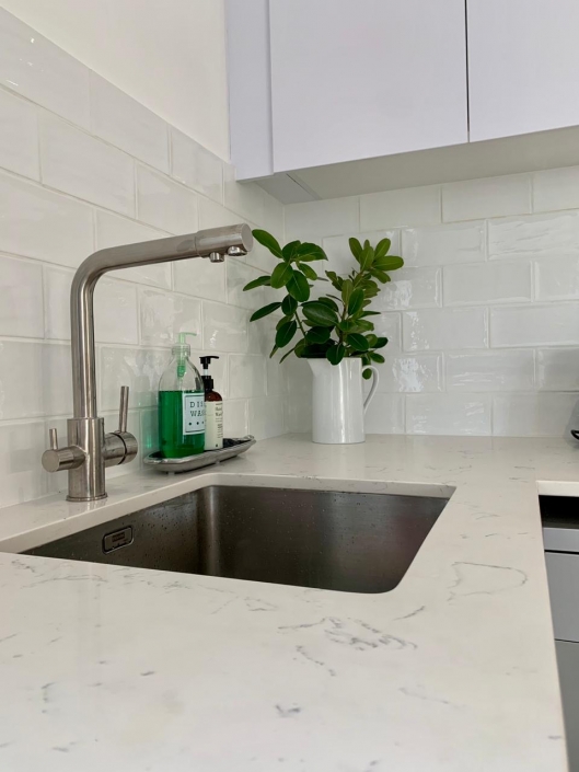 Kitchen sink on white granite Kitchen sink